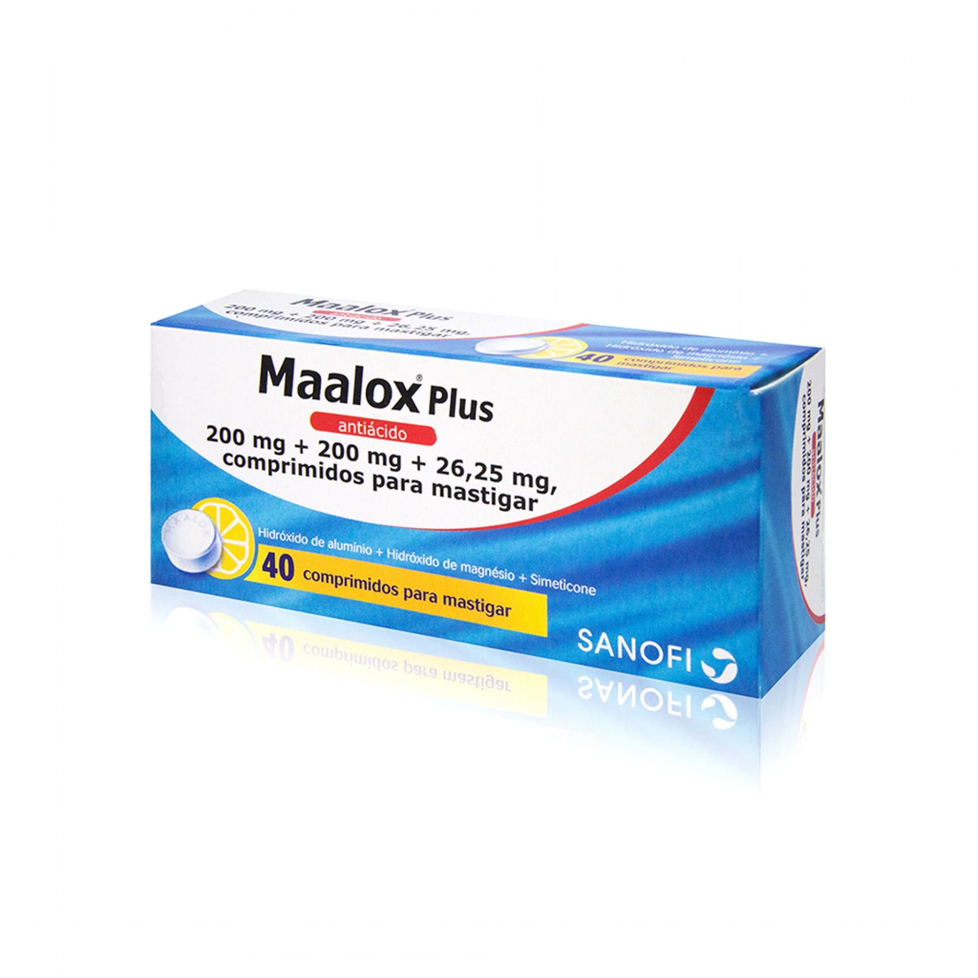 Maalox Plus 200 + 200 + 26.5 mg 40 Comprimidos Mastigáveis