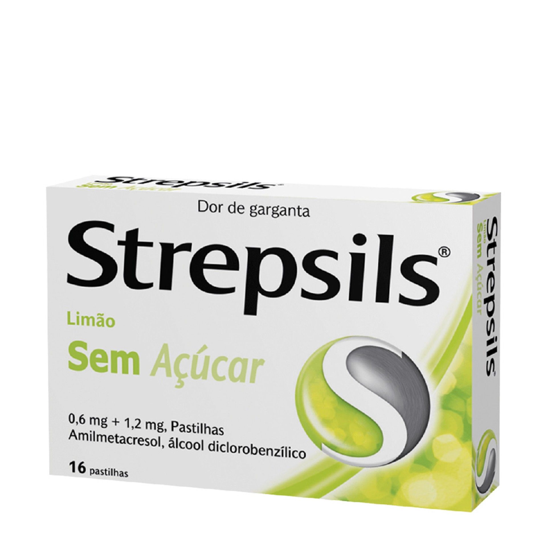 Strepsils 1.2+0.6 mg Limão Sem Açúcar 16 Pastilhas