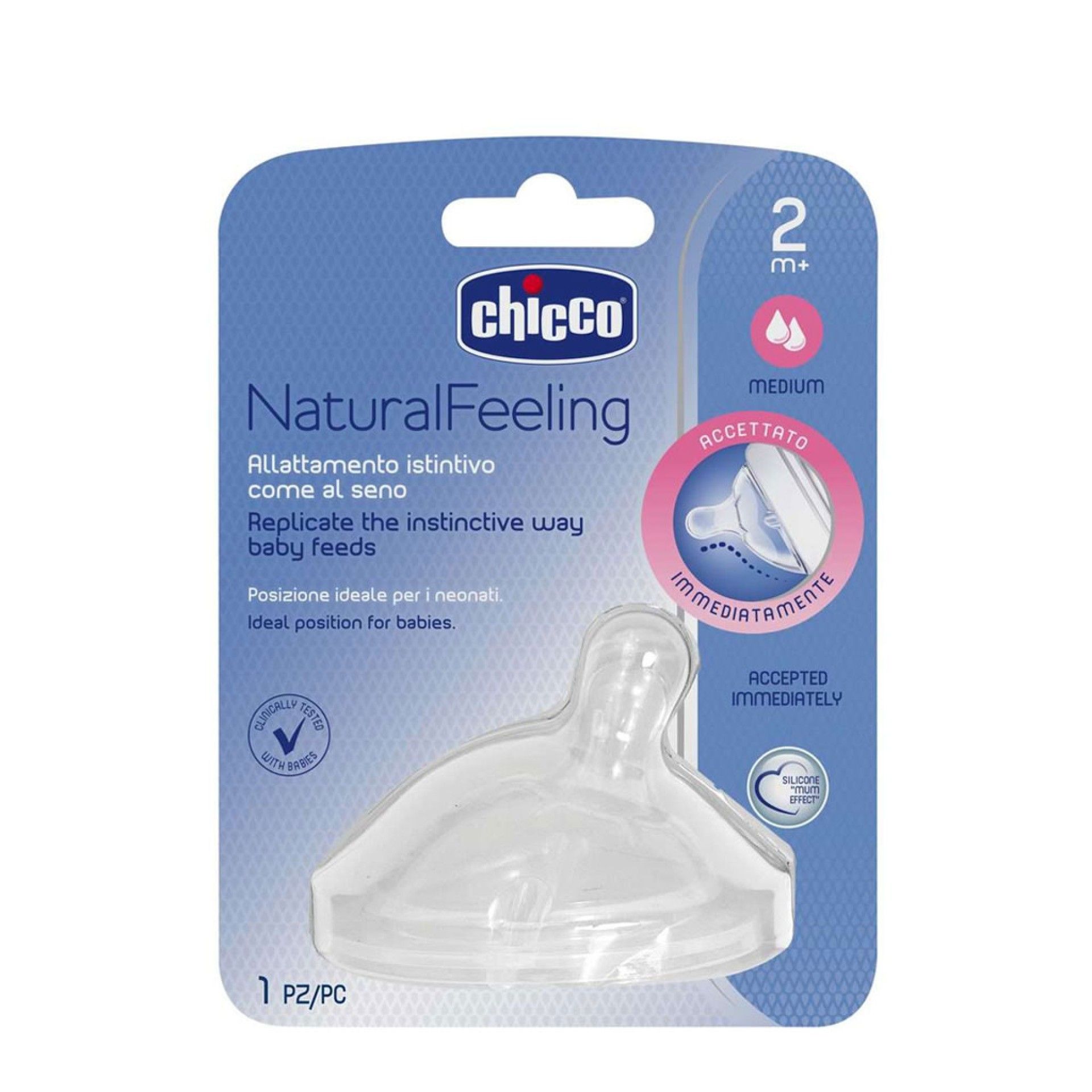 Chicco Tetina Natural Feeling Fluxo Médio 2m+