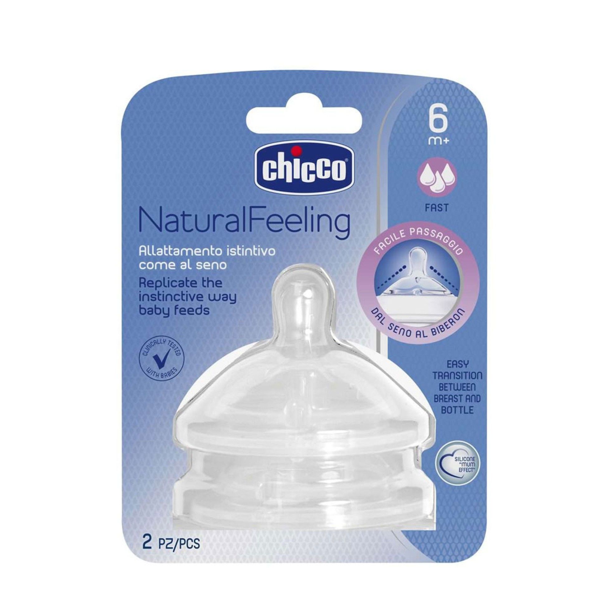 Chicco Tetina Natural Feeling Fluxo Rápido 6m+