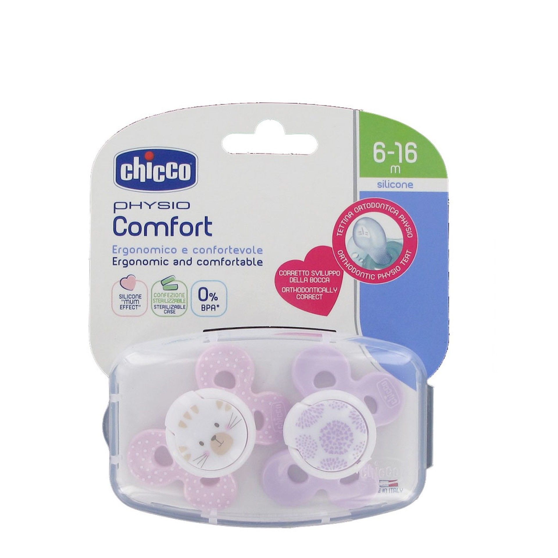 Chicco Chupeta Physio Comfort Girl 6-16m 2 un