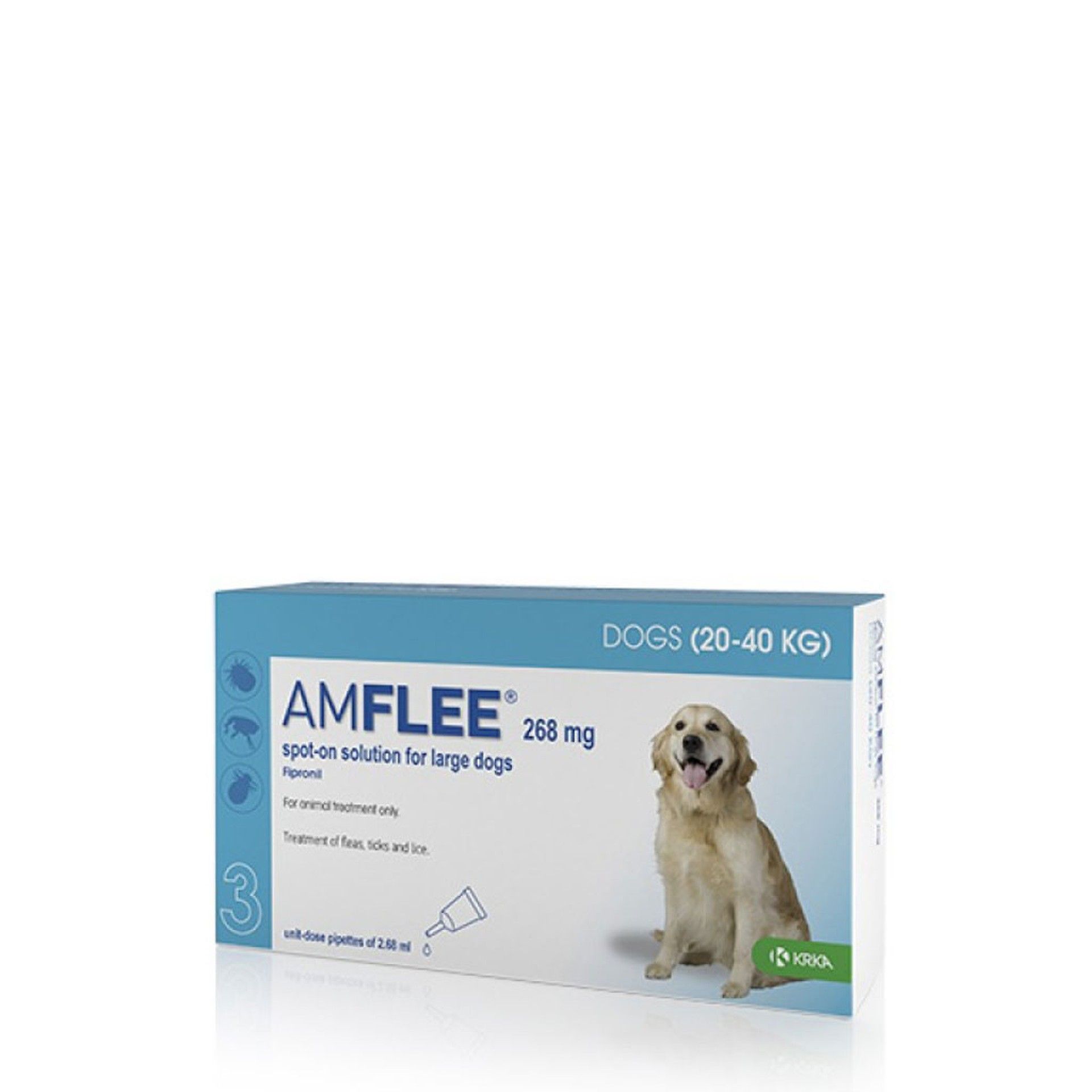 Amflee Spot On 268 mg Cães 20-40 kg 3 Pipetas
