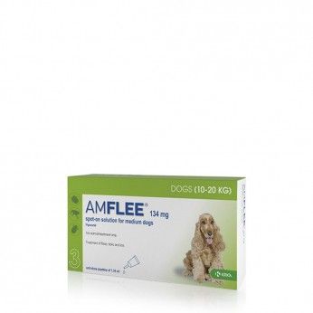 Amflee Spot On 134 mg Cães 10-20 kg 3 Pipetas