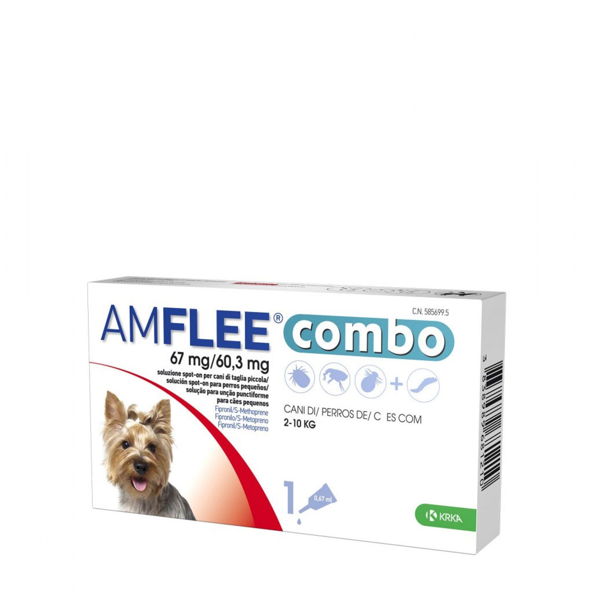 Amflee Combo 67 mg/ 60,3 mg Cães 1 Pipeta