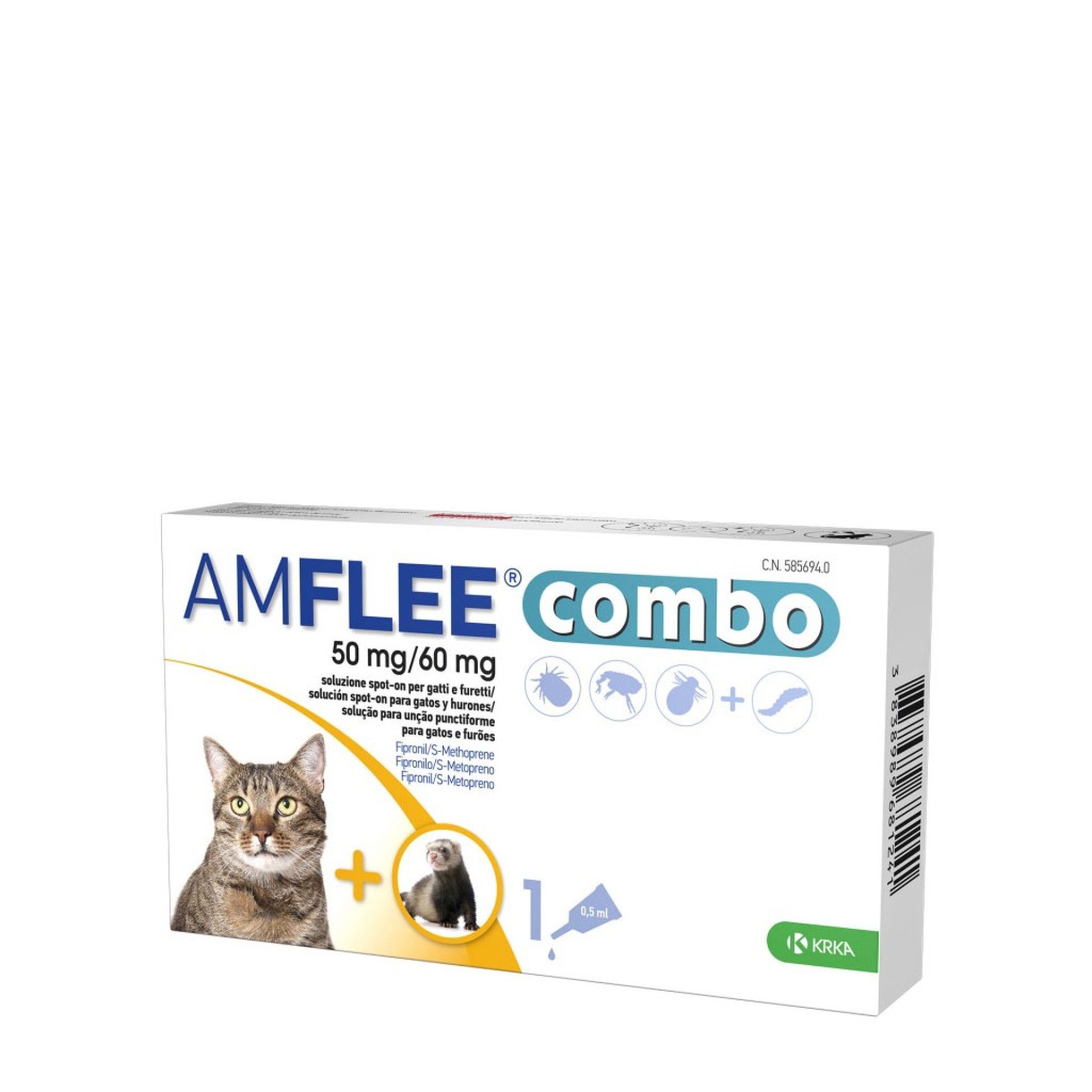 Amflee Combo 50 mg/60 mg Gatos e Furões 3 Pipetas