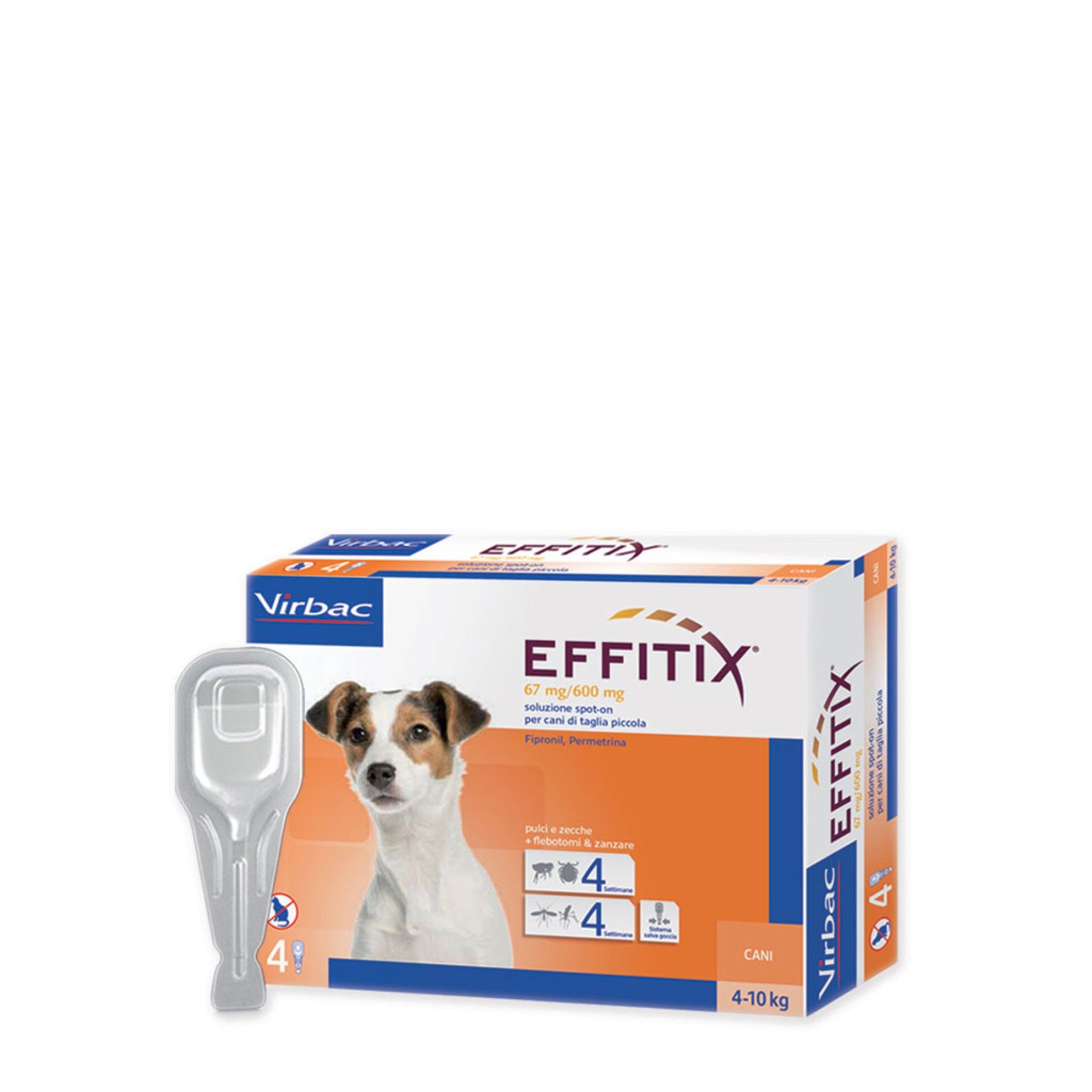 Effitix 67 mg/600 mg Cães 4-10 kg 4 Pipetas