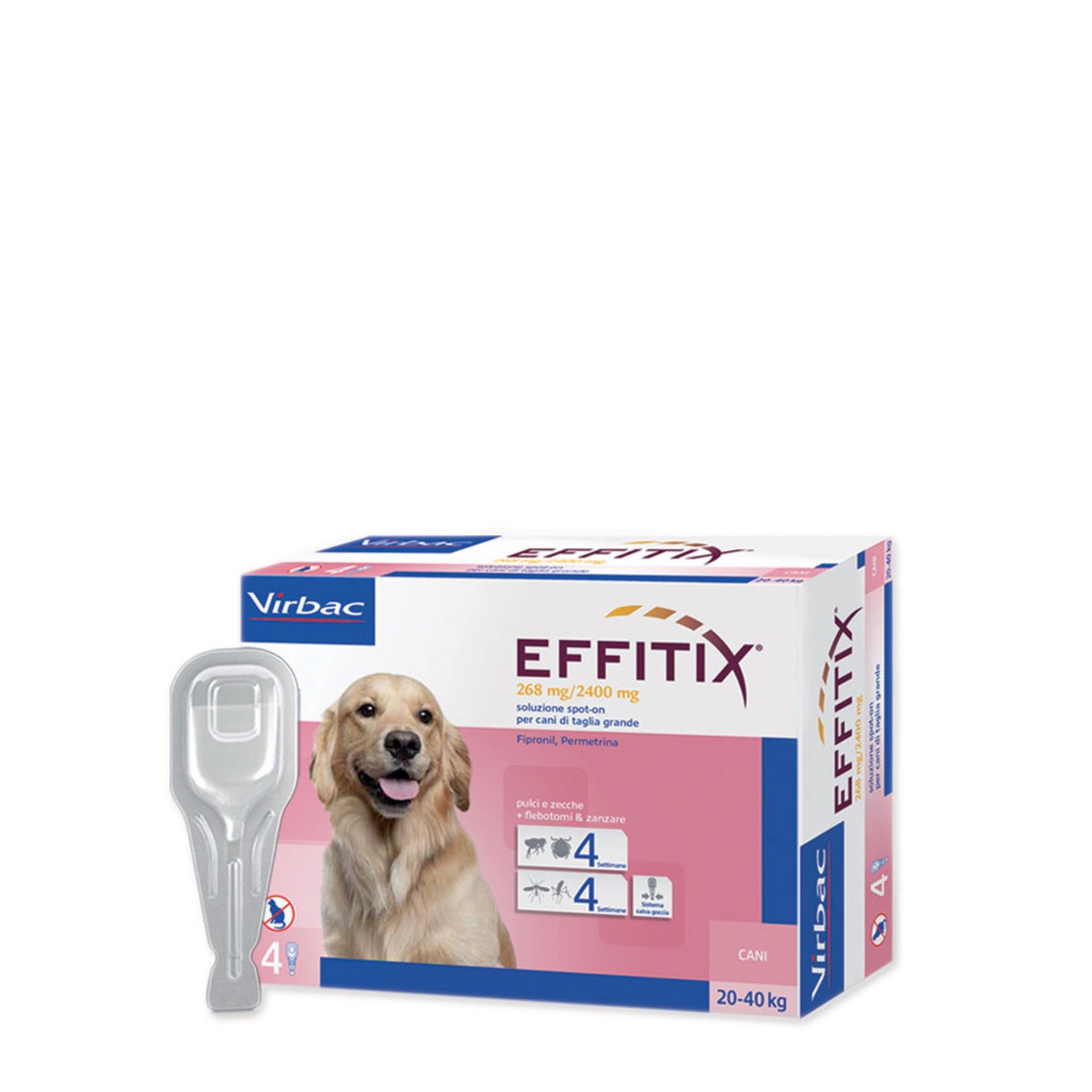 Effitix 268 mg/2400 mg Cães 20-40 kg 4 Pipetas