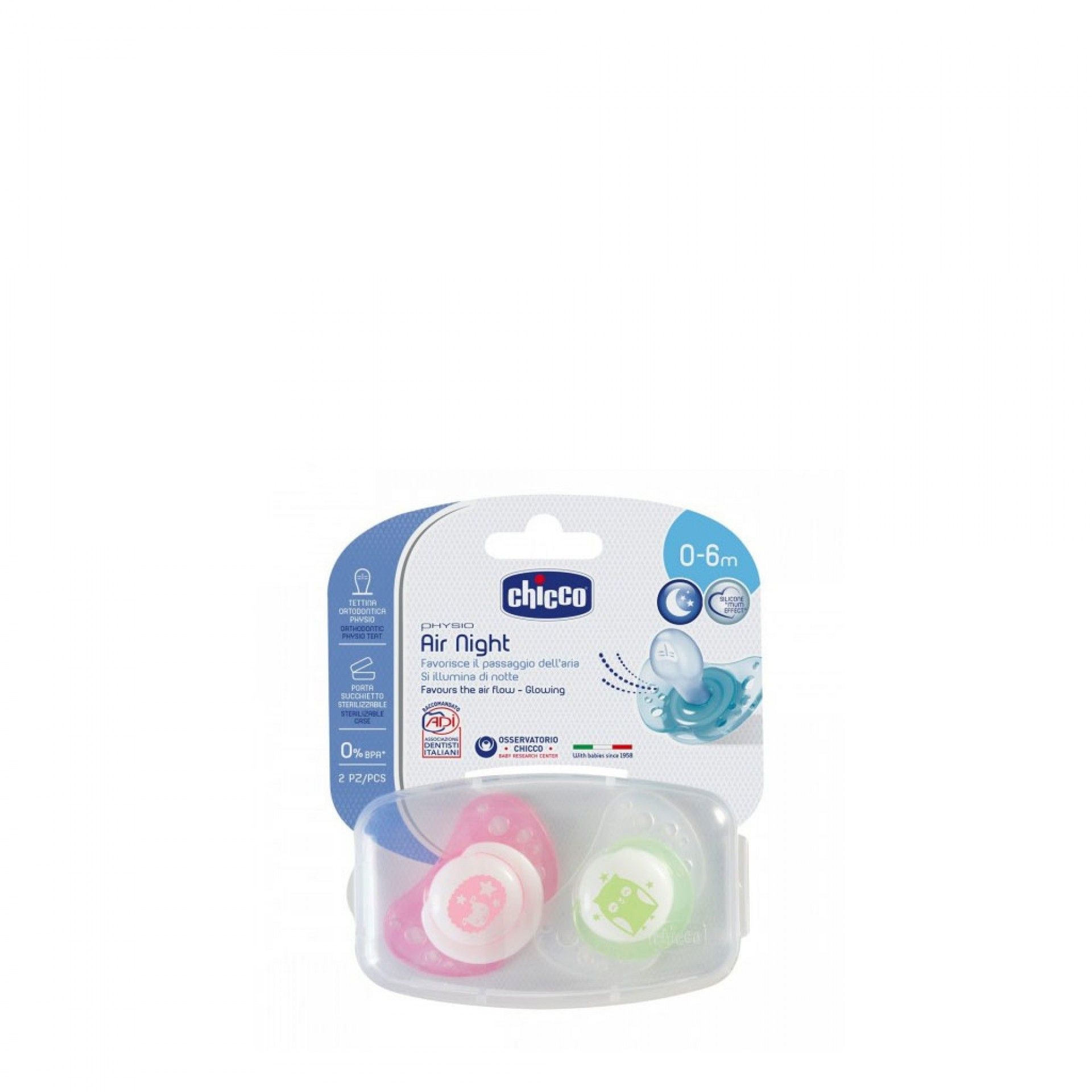 Chicco Chupeta Physio Air Silicone Luminosa