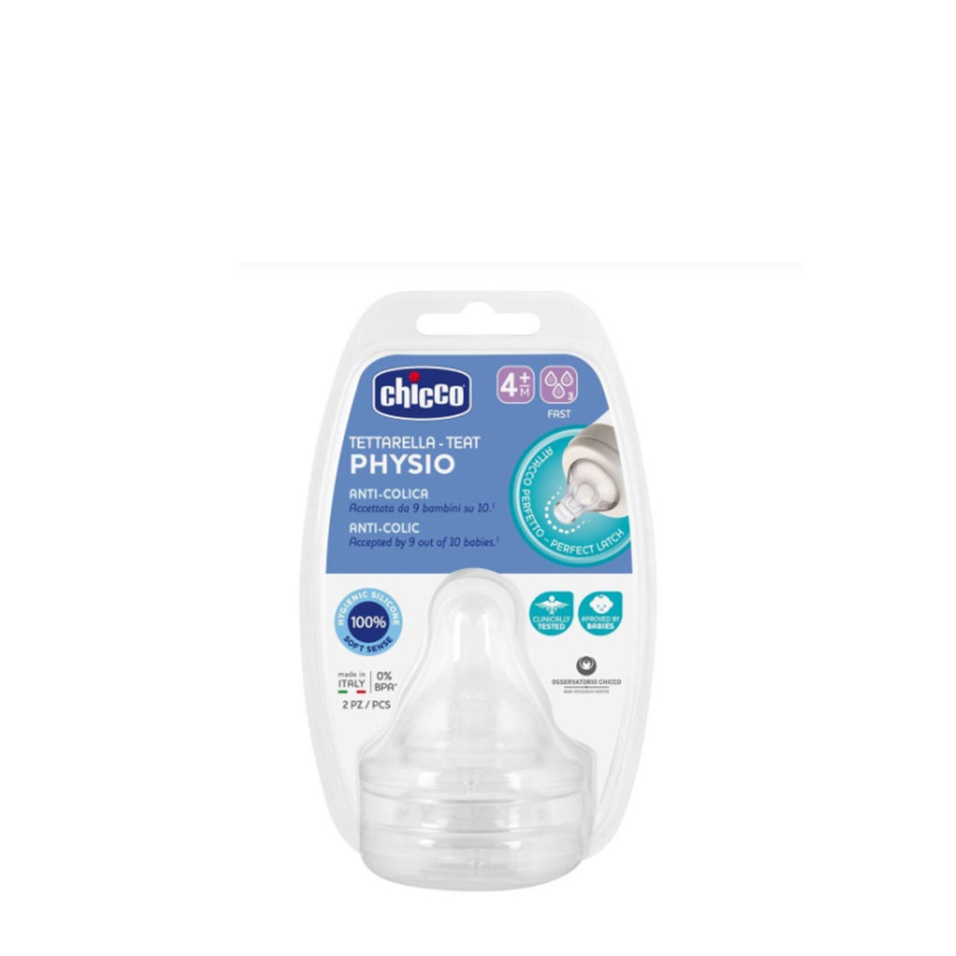 Chicco Tetina Physio Anticólica Silicone Fluxo Rápido
