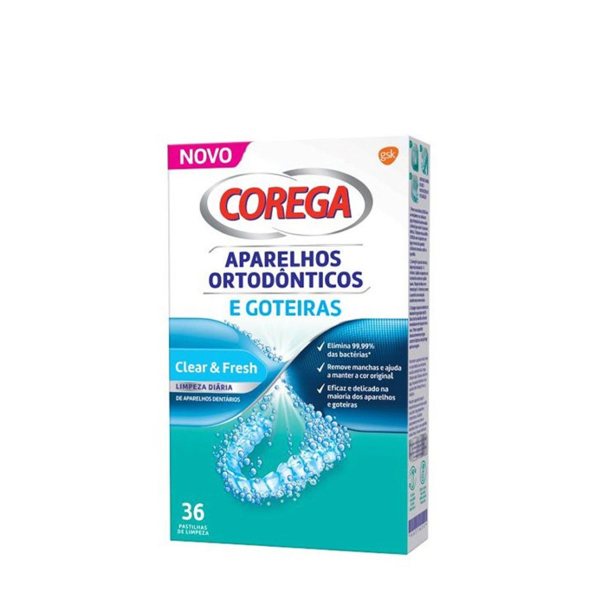 Corega Ortodôntica Goteiras Pastilhas Limpeza