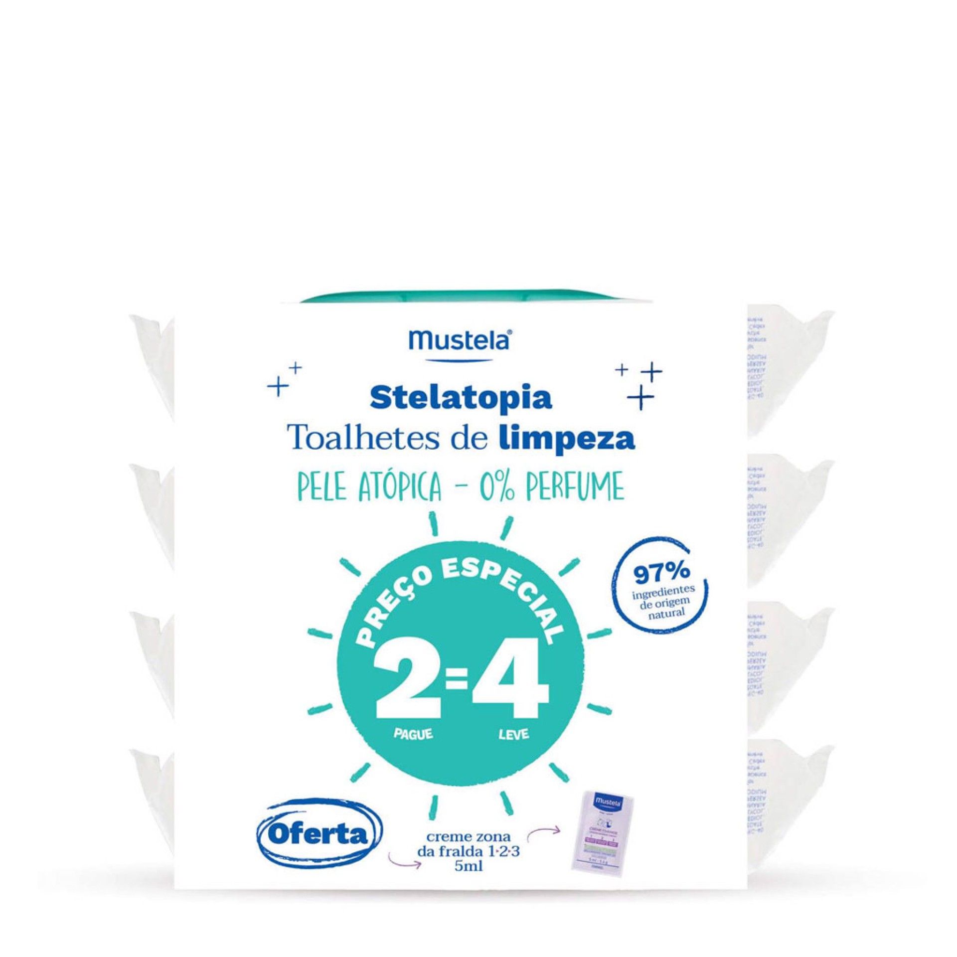 Mustela Bebé Stelatopia Toalhitas Limpeza Relipidantes 2=4