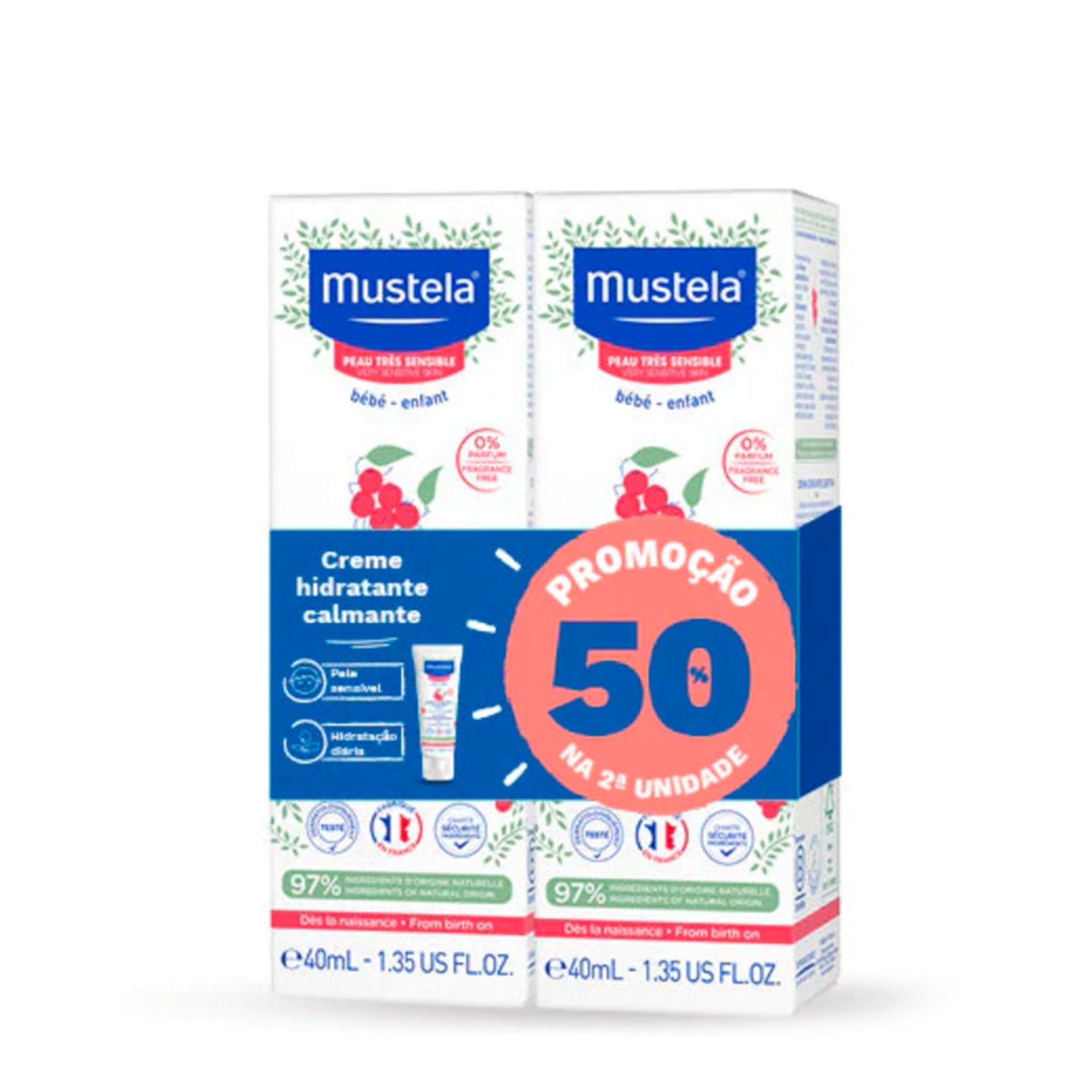 Mustela Bebé Creme Hidratante Calmante Facial -50% 2ª un