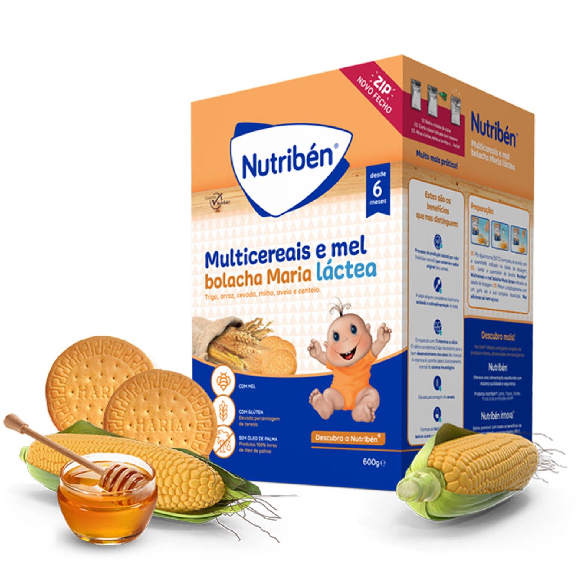 Nutribén Farinha Multicereais, Mel e Bolacha Maria