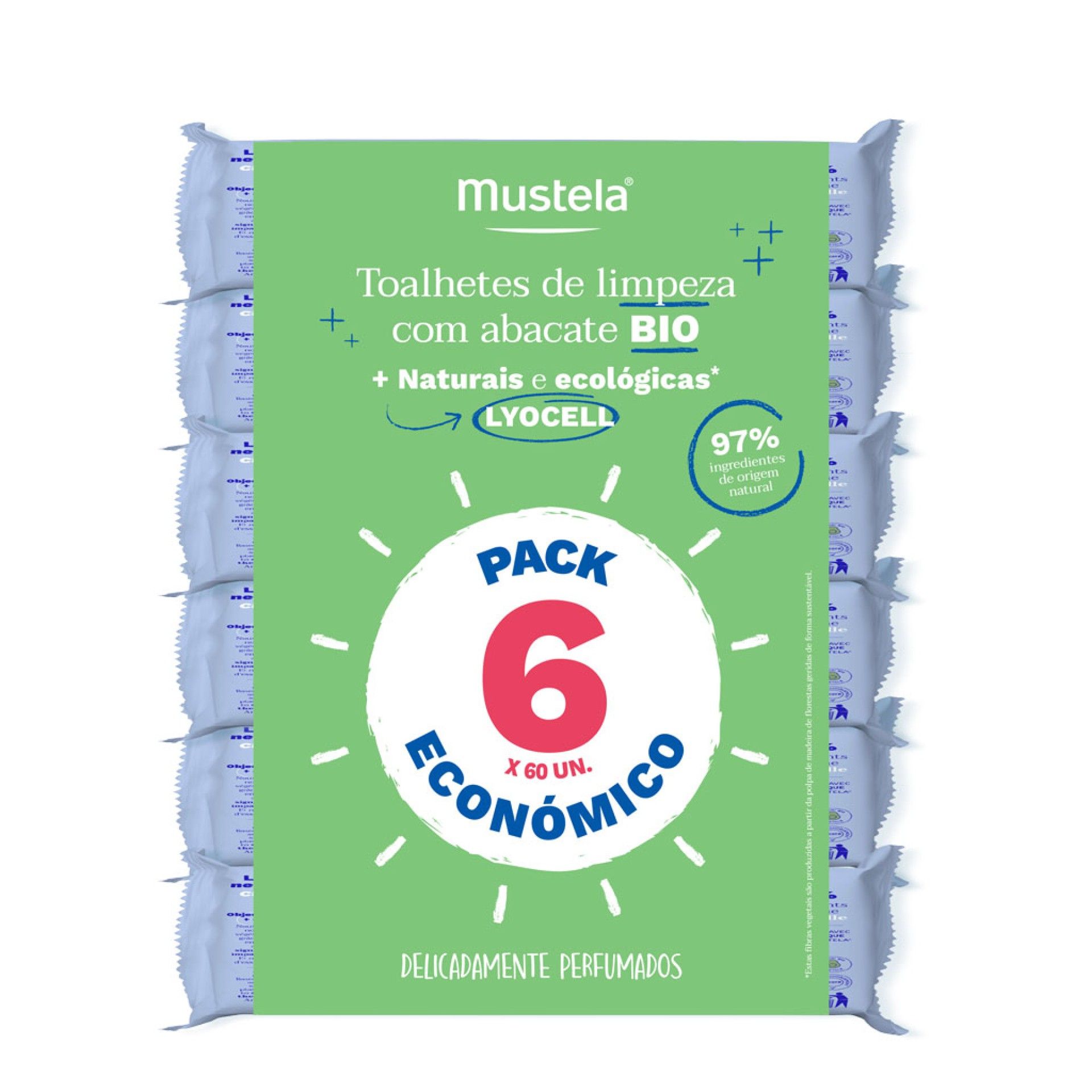 Mustela Bebé Toalhetes de Limpeza Lyocell Pack 6