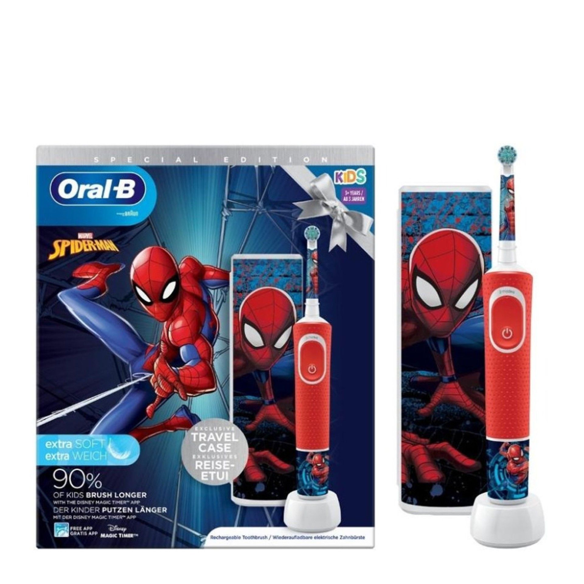 Oral-B Kids Escova Eléctrica Spiderman +3A Oferta Estojo Viagem
