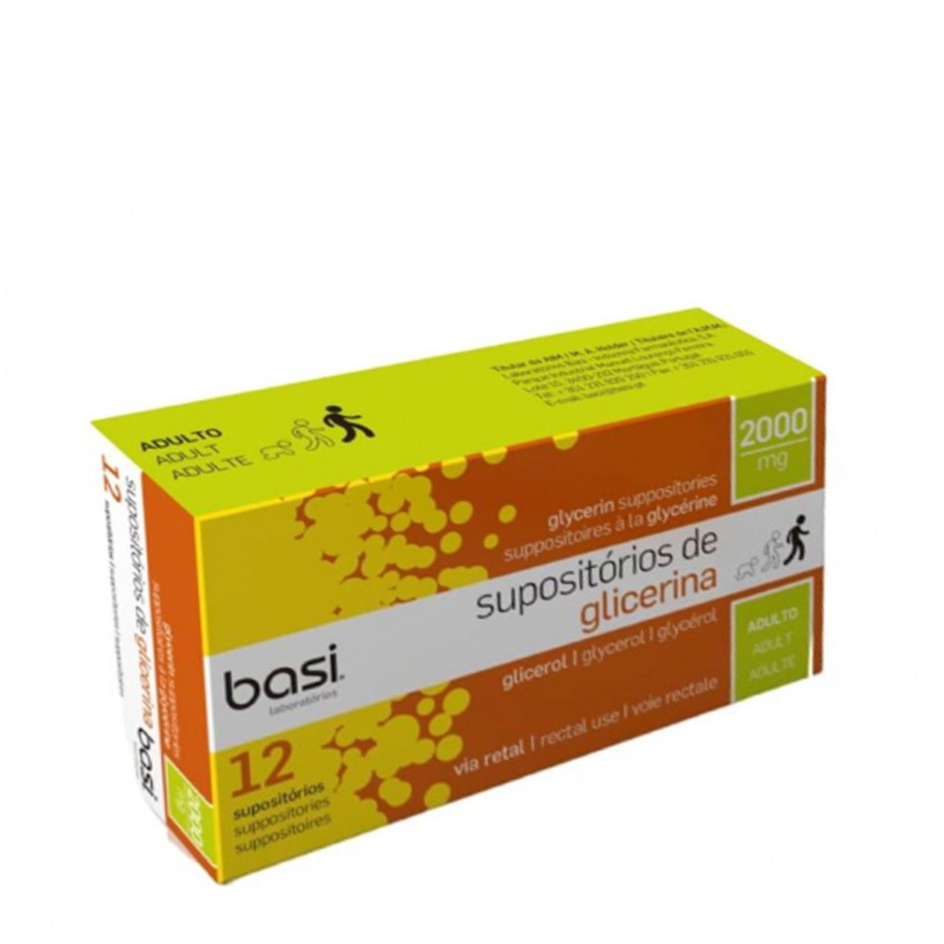 Basi 12 Supositórios de Glicerina Adulto 2000mg