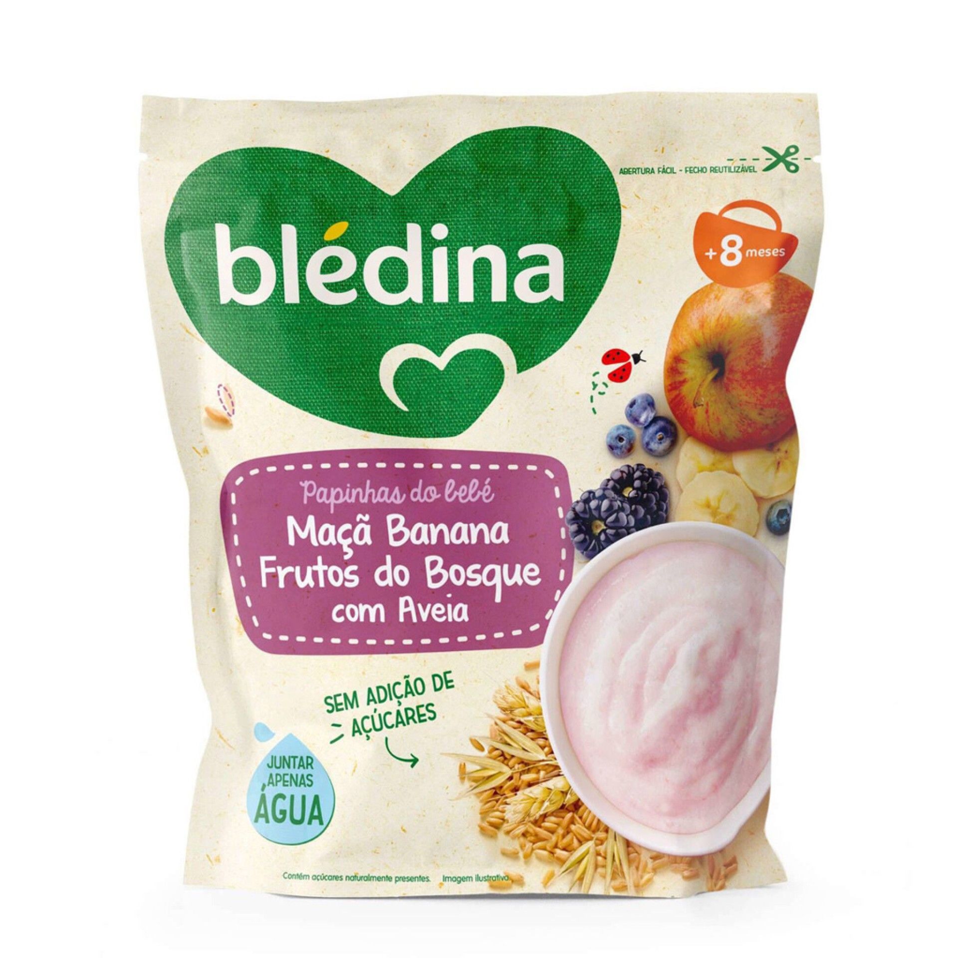 Blédina Papinhas do Bebé Maçã Banana Frutos do Bosque com Aveia +8m