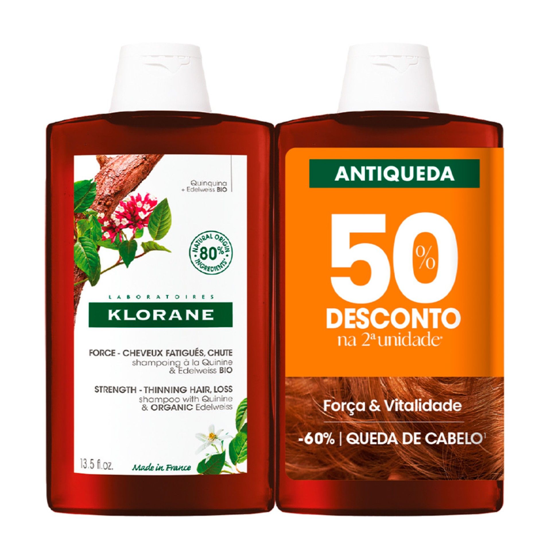 Klorane Capilar Champô com Quinina e Edelvaisse BIO 50% a 2ª UN