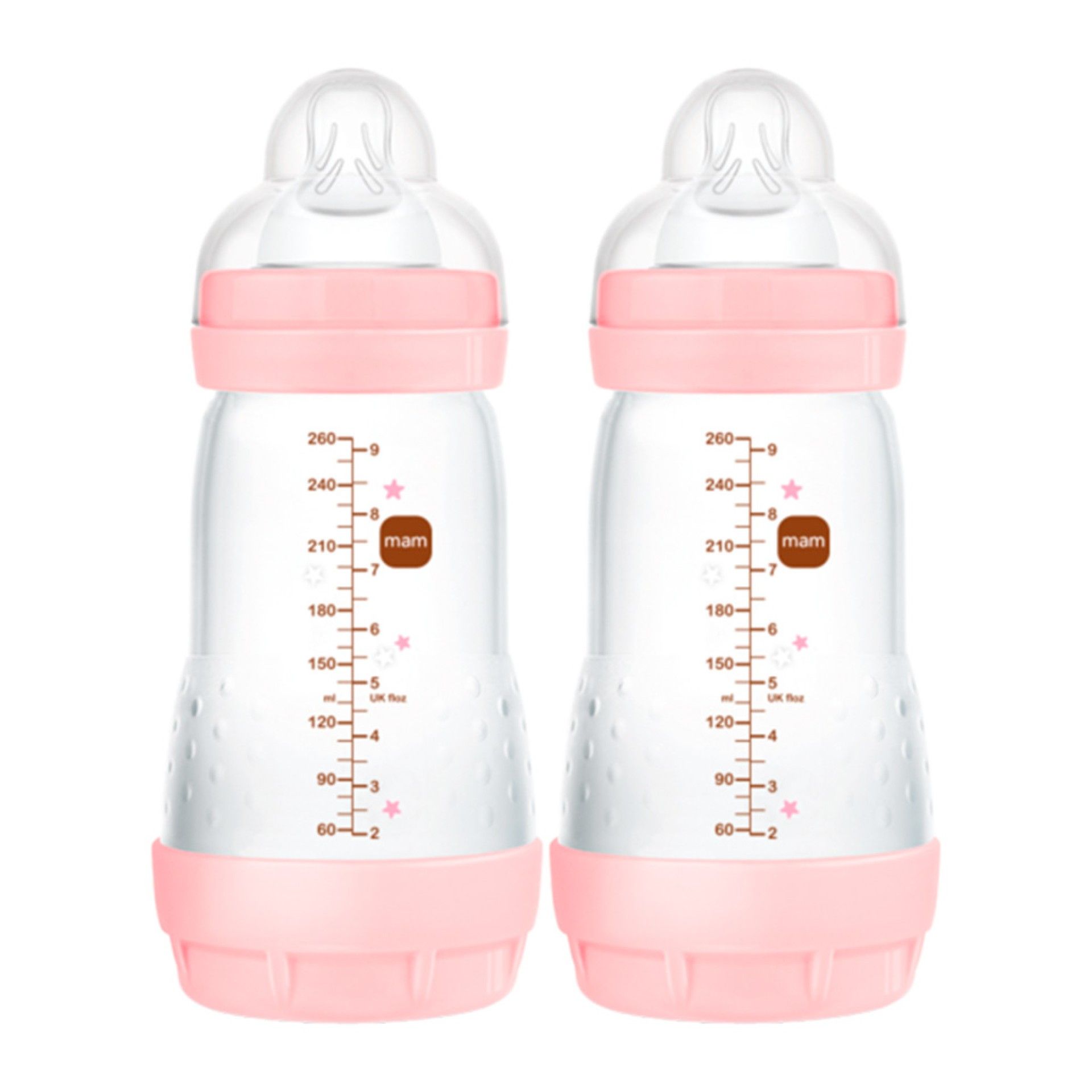 MAM Biberão Anticólica 260 ml Rosa 2m+ 2un
