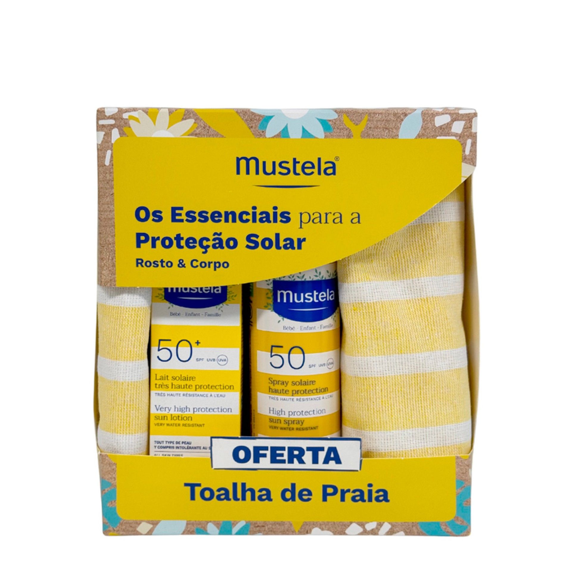 Mustela Bebé Essenciais para a Proteção Solar Corpo e Rosto OFERTA Toalha de Praia
