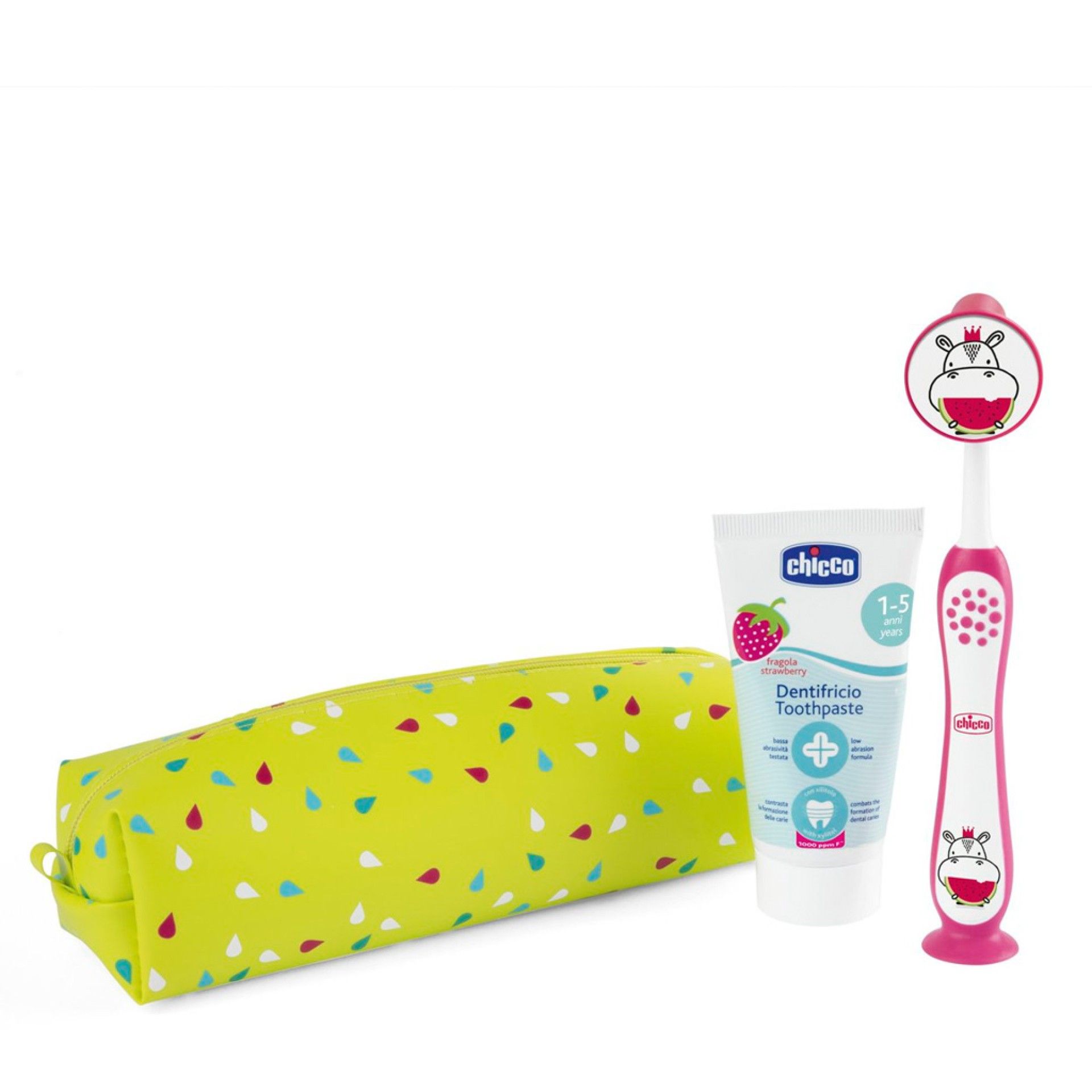 Chicco Conjunto Higiene Oral Hipopótamo Rosa Criança 3-6 anos