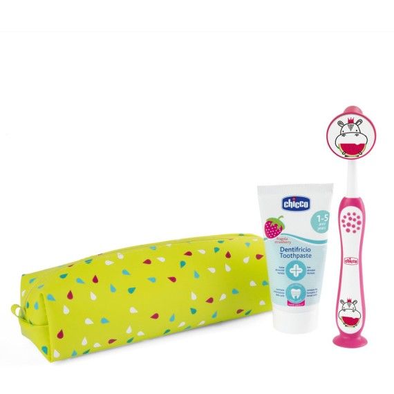 Chicco Conjunto Higiene Oral Hipoptamo Rosa Criana 3-6 anos