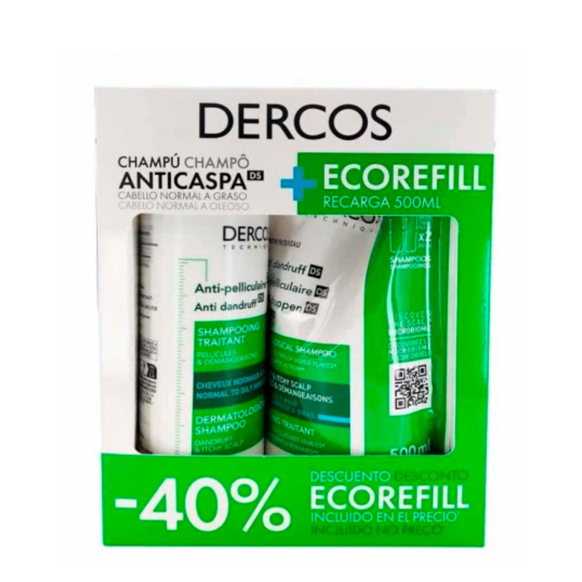 Dercos Pack Champô Caspa Oleosa + Refill