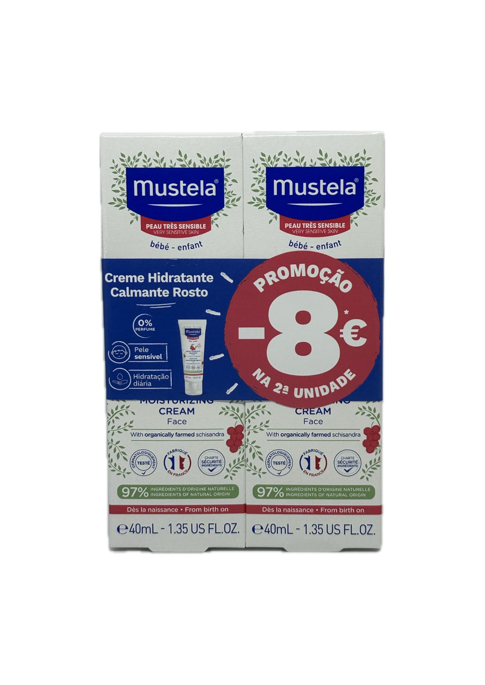 Mustela Bebé Creme Hidratante Calmante Rosto x 2