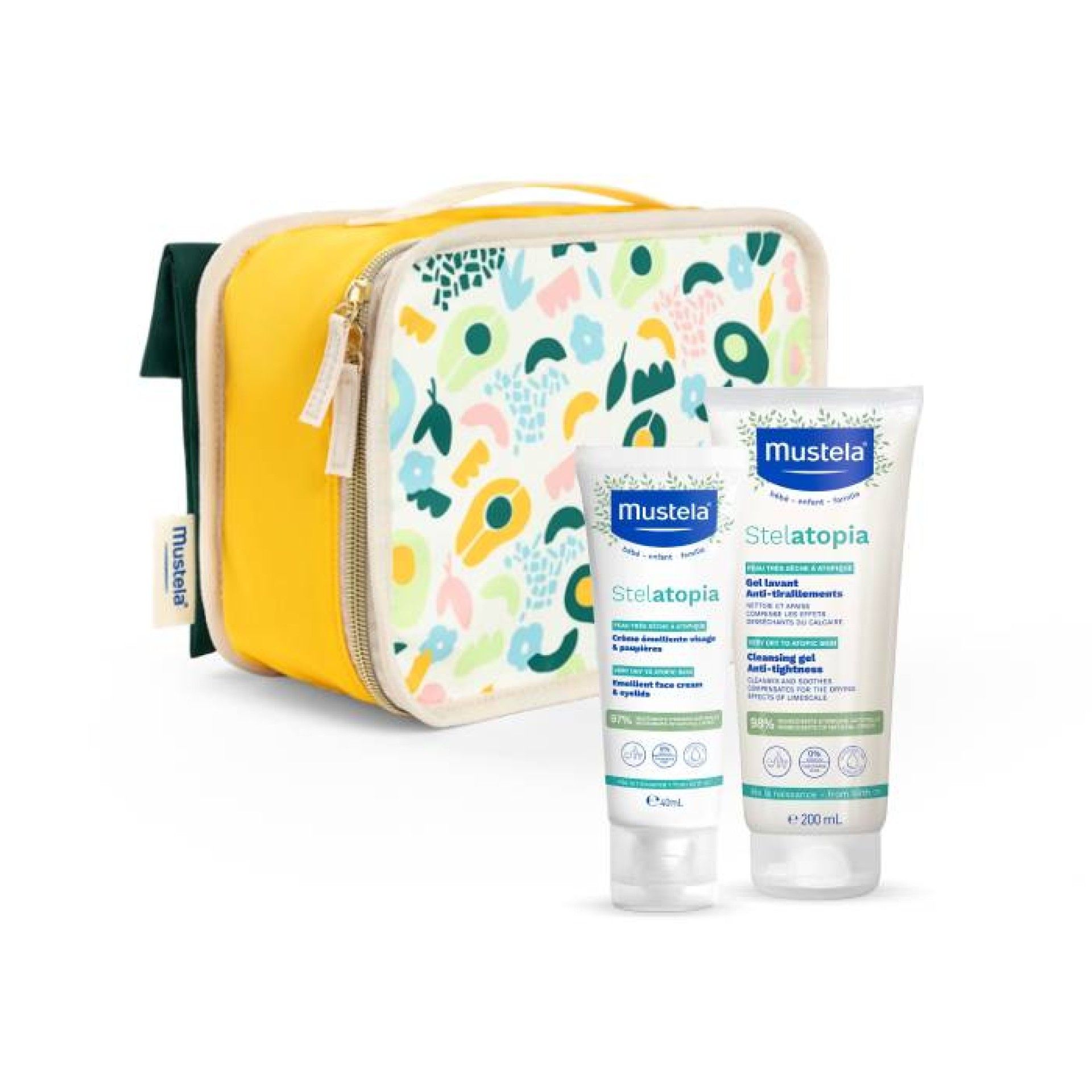Mustela Bebe Kit Necessaire + Stelatopia Gel Lavante + Creme Emoliente Rosto