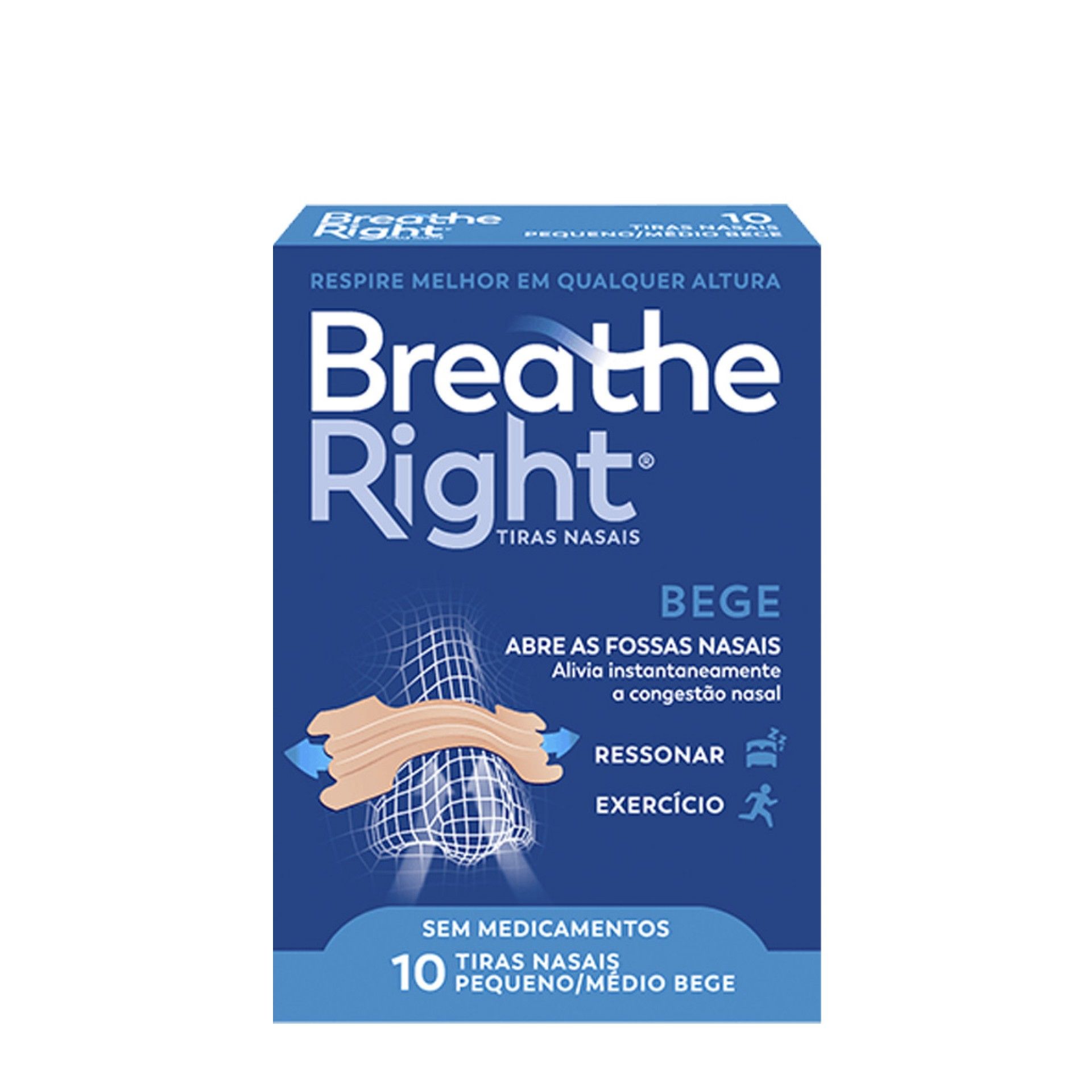Breathe Right Tiras Nasais Pequeno/Médio Bege